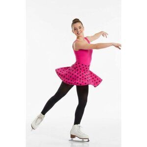 Hot pink and black figure skating cheer or dance stretch layered skirt